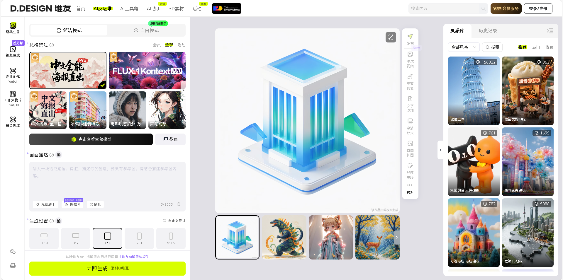 堆友AI反应堆是一款零门槛AI绘画工具,提供多种风格AI绘画生成功能,被AIGC行业大咖强烈推荐。可结合电商设计需求,快速生成高质量AI绘画作品。